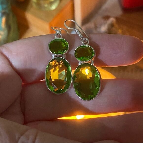 Peridot Tourmaline Sterling Silver Earrings - Picture 5 of 5